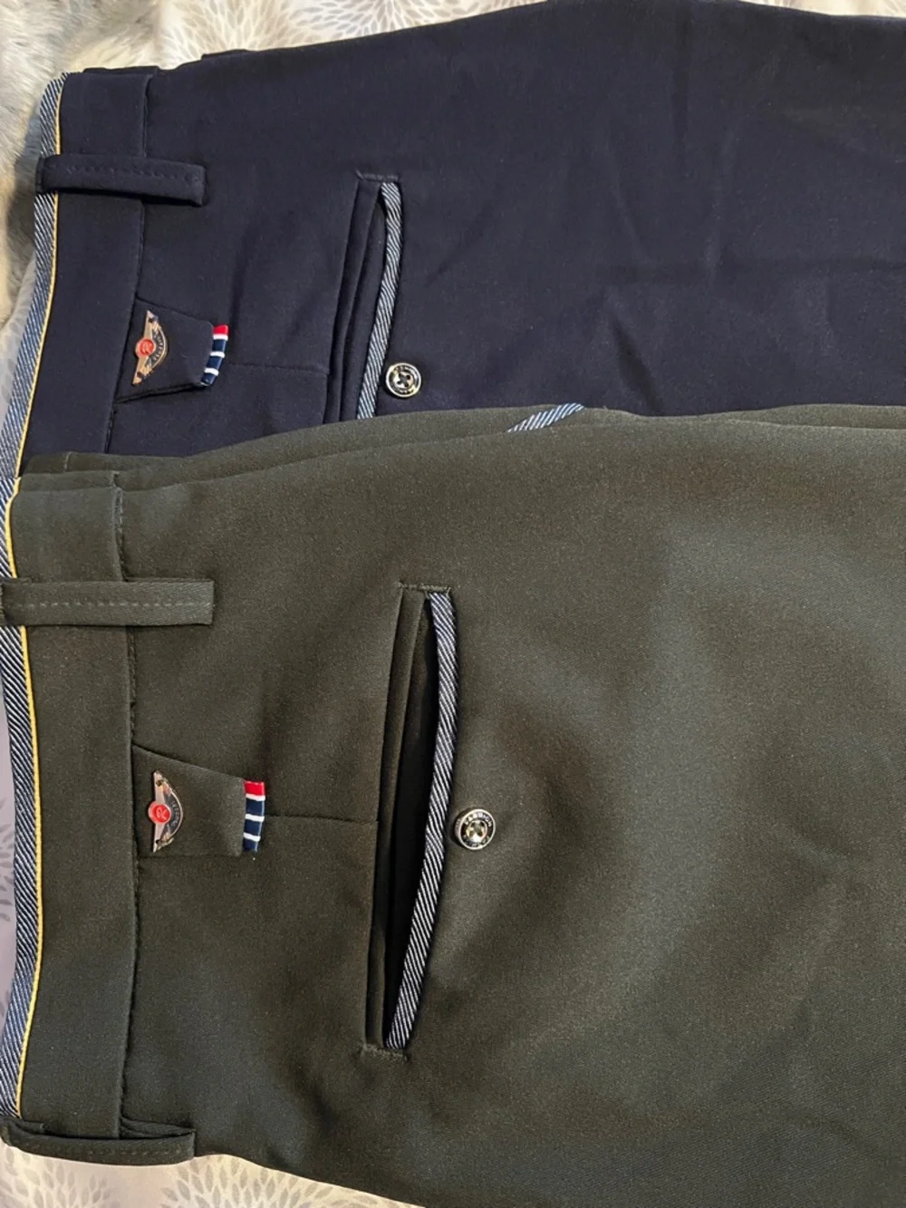 Men's Dress Pants in Olive Green and Navy - Classic Tailored Fit